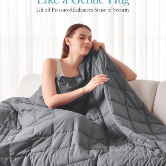Cooling Weighted Blanket 15 LB Multi Sizes - Dark Grey - Picture 3 of 8